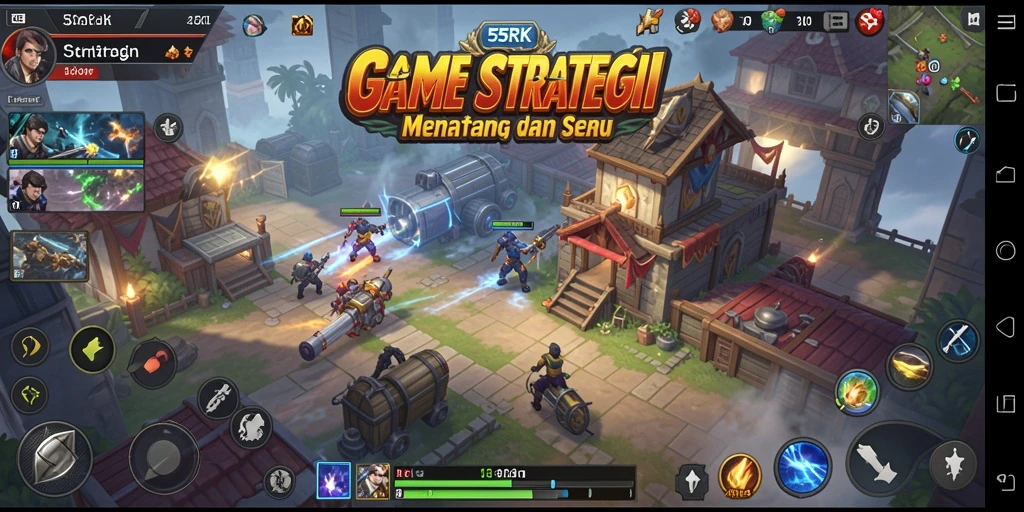 Gameplay mendebarkan dalam pertempuran strategi di 55RK.
