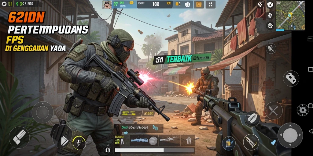 Screenshot gameplay 62IDN menampilkan aksi tembak-menembak yang intens dan grafis memukau.