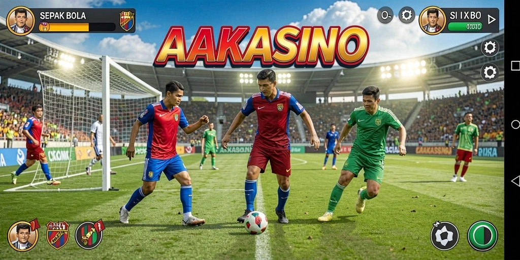 Tampilan gameplay seru di AAKASINO yang penuh aksi sepak bola.
