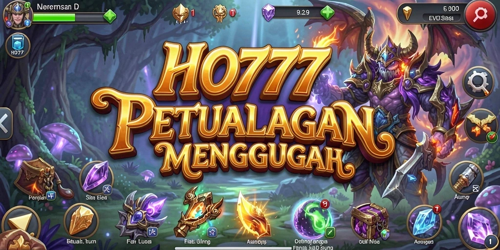 Tangkapan layar utama HO777 yang menunjukkan aksi petualangan RPG.