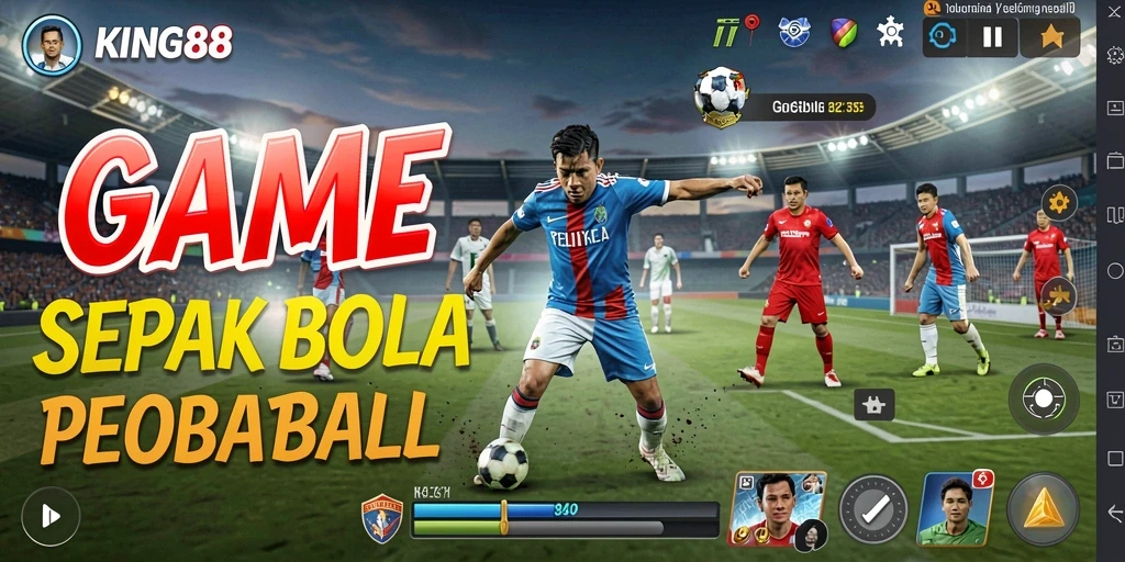 Tangkapan layar KING88 menampilkan aksi seru di lapangan sepak bola.