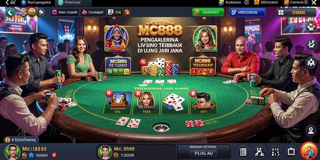 Gameplay Live Casino MC888 dengan dealer profesional dan interaksi langsung.