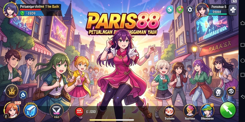 Tangkapan layar gameplay <strong>PARIS88</strong> menampilkan aksi seru dan karakter anime yang menarik.