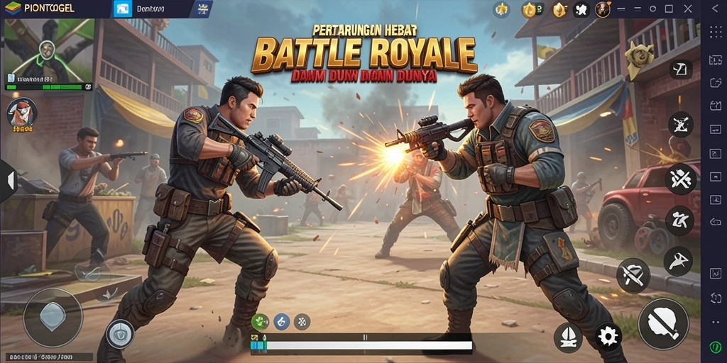 Tangkapan layar dari gameplay PIONTOGEL yang menegangkan dalam pertempuran Battle Royale.