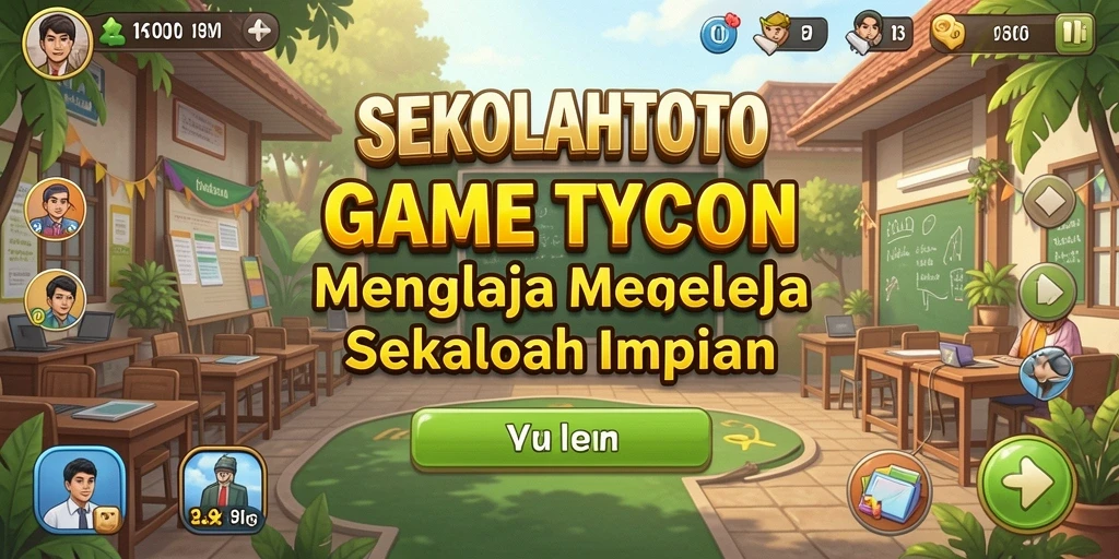 Tampilan gameplay <strong>SEKOLAHTOTO</strong> yang menarik dengan berbagai elemen manajemen sekolah.