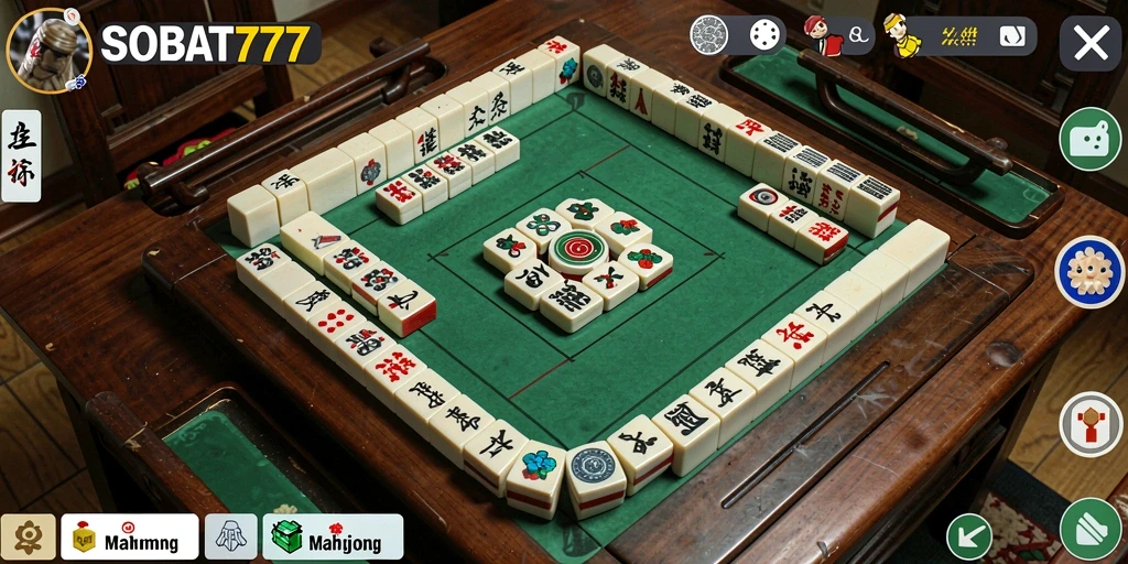Tampilan gameplay Mahjong yang menarik dan interaktif di SOBAT777.