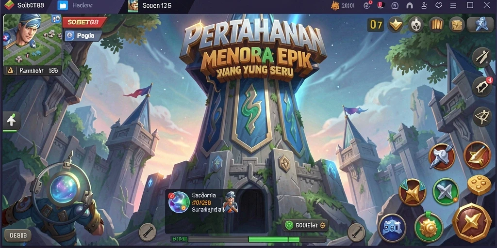 Tampilan menarik dari gameplay Tower Defense yang seru.